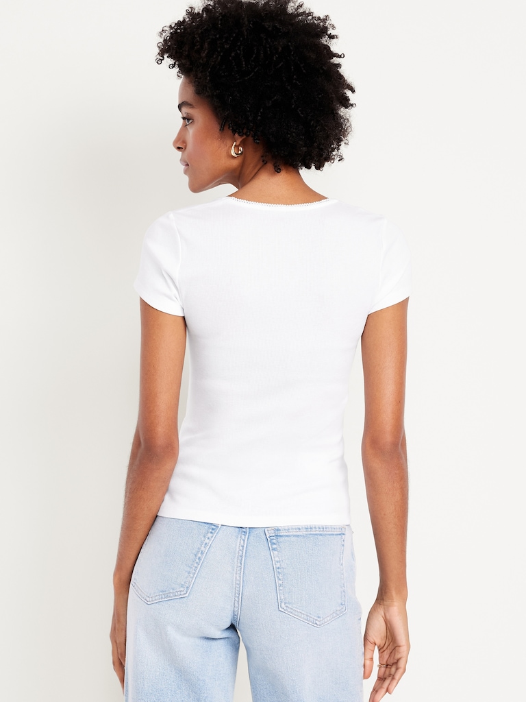 Square-Neck Ribbed T-Shirt