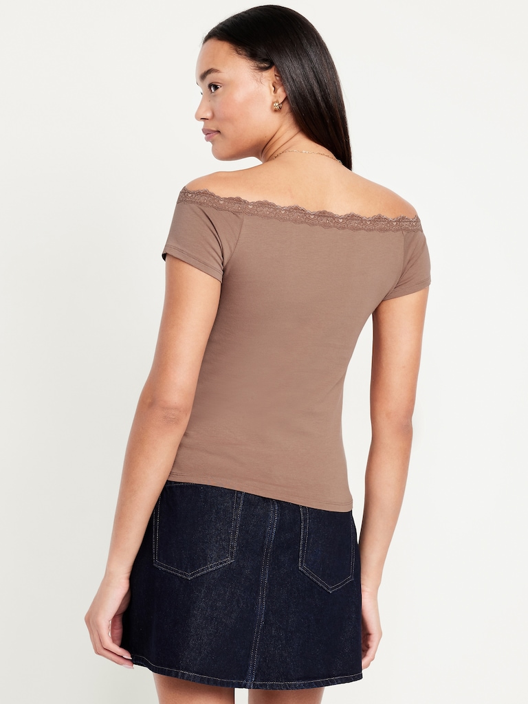 Off-Shoulder Lace-Trim Top