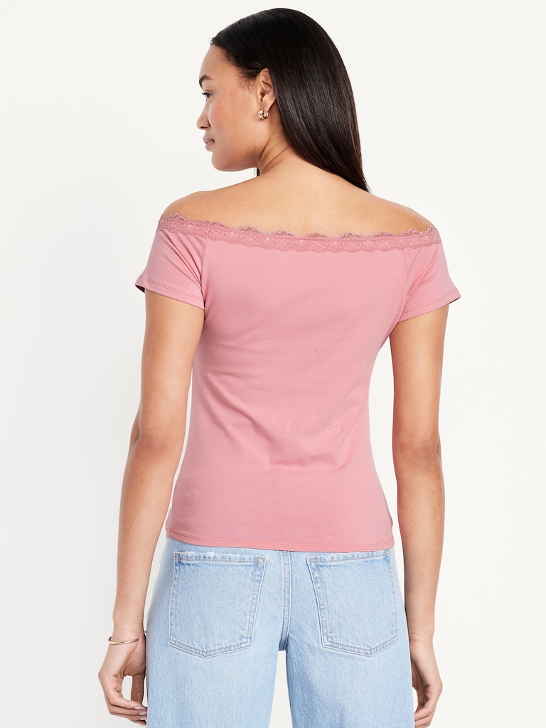 Off-Shoulder Lace-Trim Top