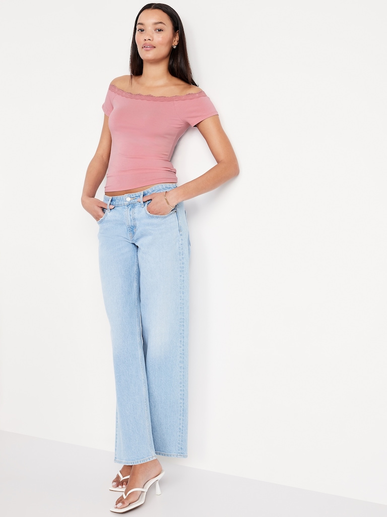 Off-Shoulder Lace-Trim Top