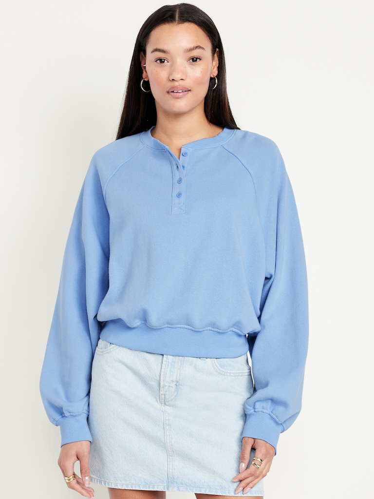 SoComfy Oversized Button-Front Sweatshirt