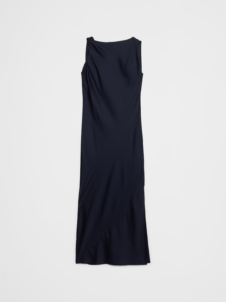 Satin Twist Shoulder Maxi Dress