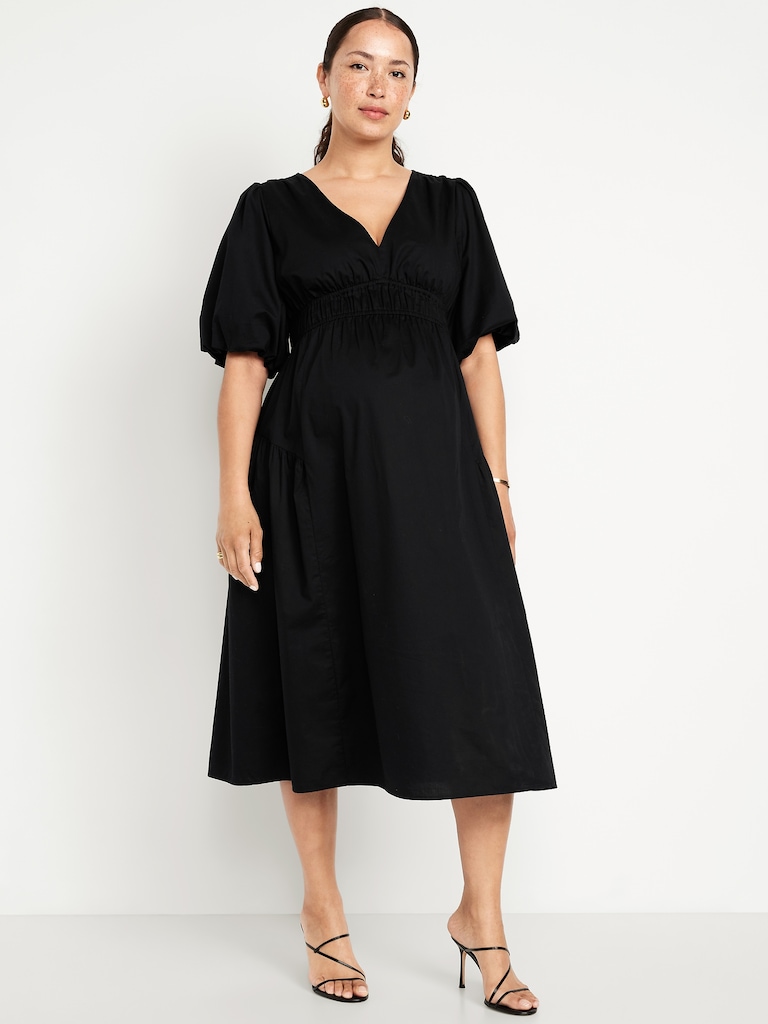 Maternity Waist-Defined Midi Dress