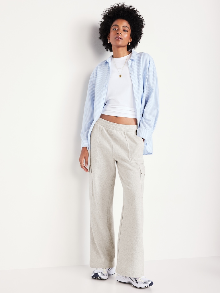 High-Waisted SoComfy Cargo Wide-Leg Sweatpants