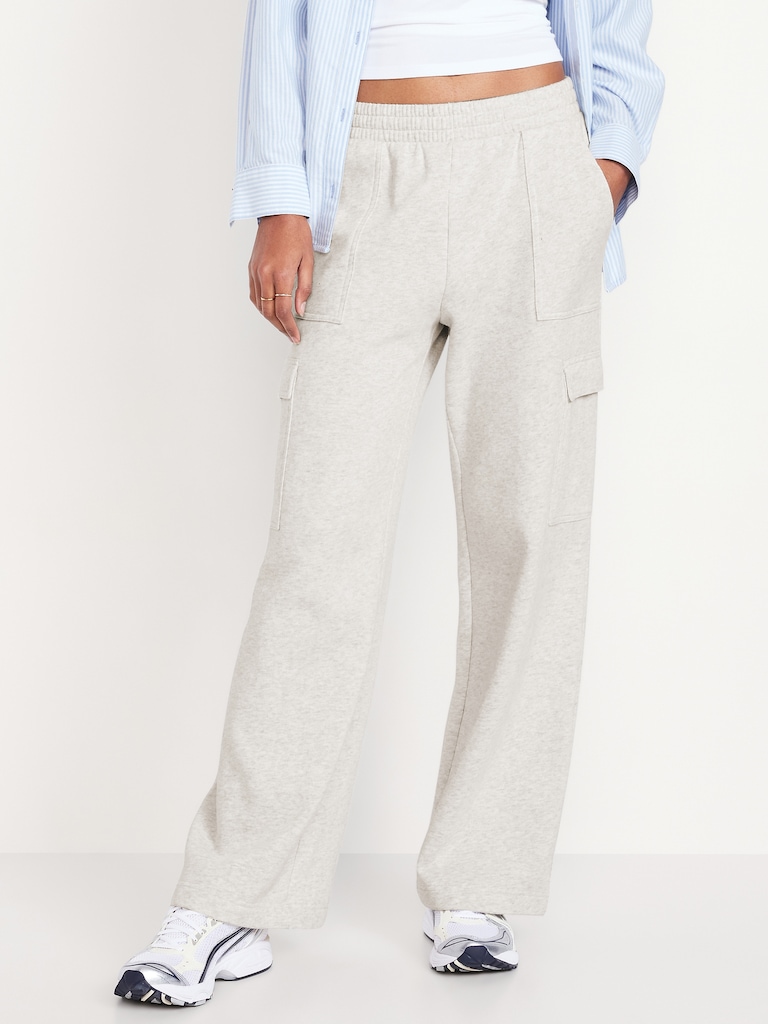 High-Waisted SoComfy Cargo Wide-Leg Sweatpants