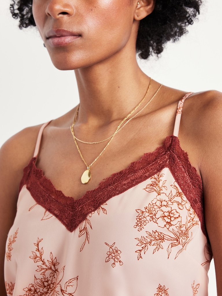 Lace-Trim Satin Cami Top