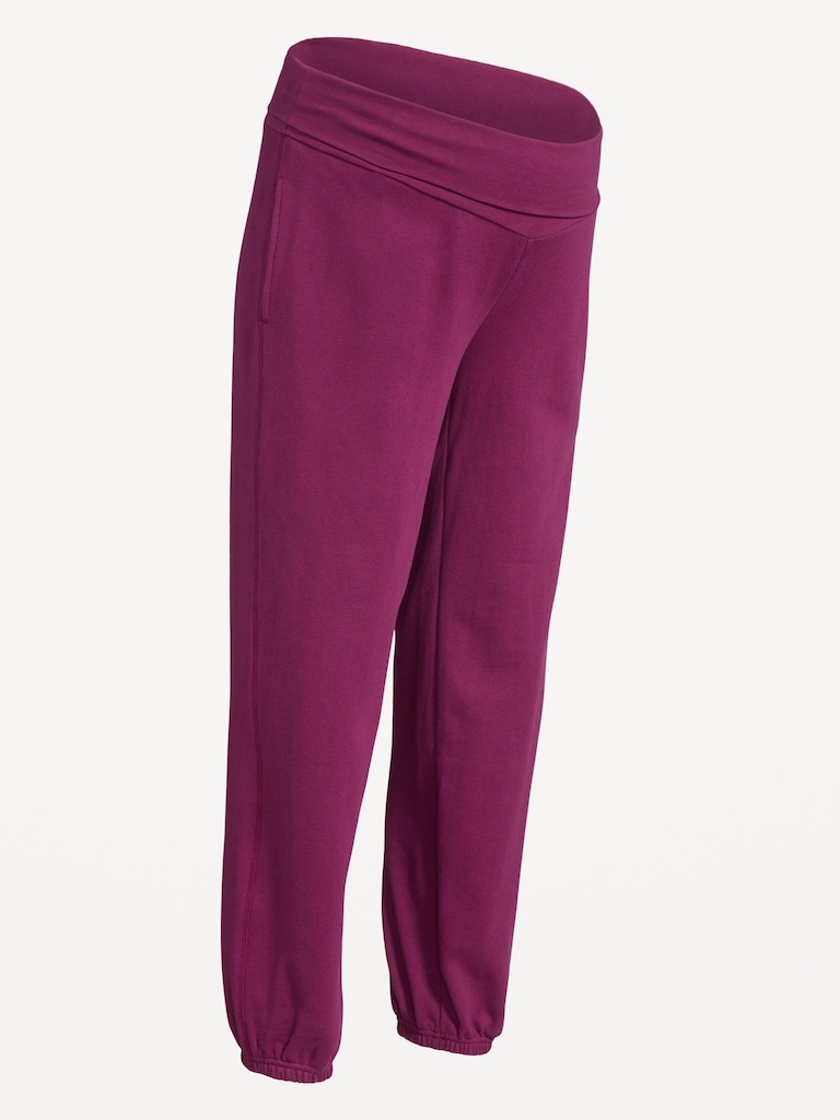 Maternity Rollover-Waist Jogger Sweatpants