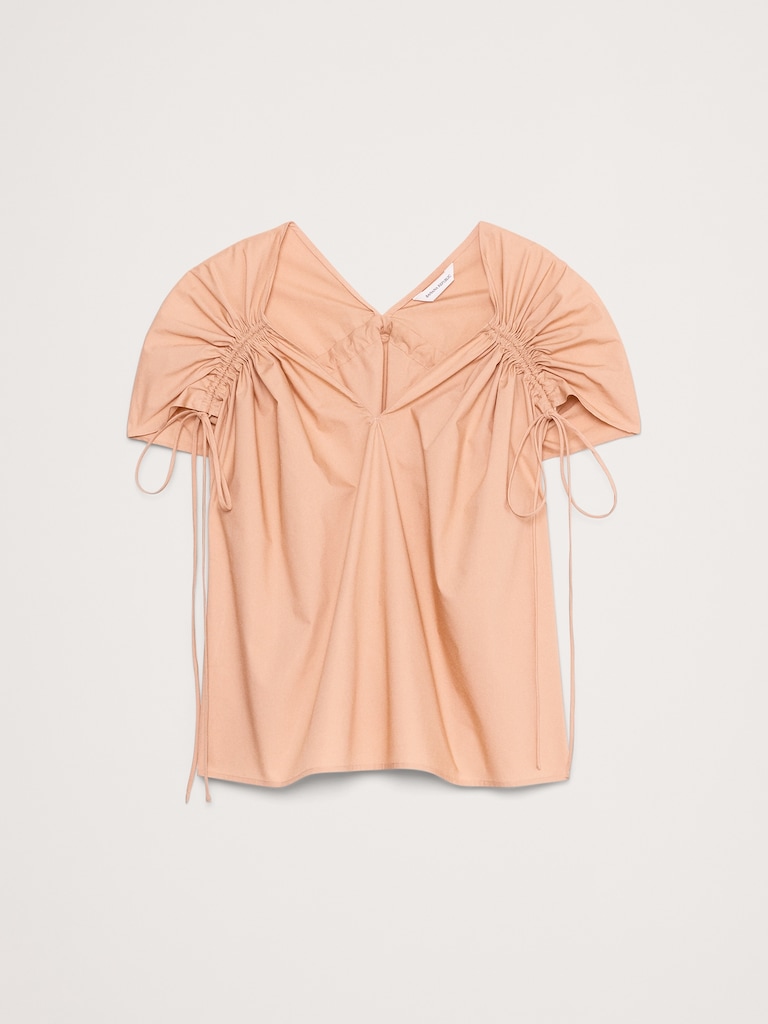 Oversized Cotton Poplin Drawstring Top