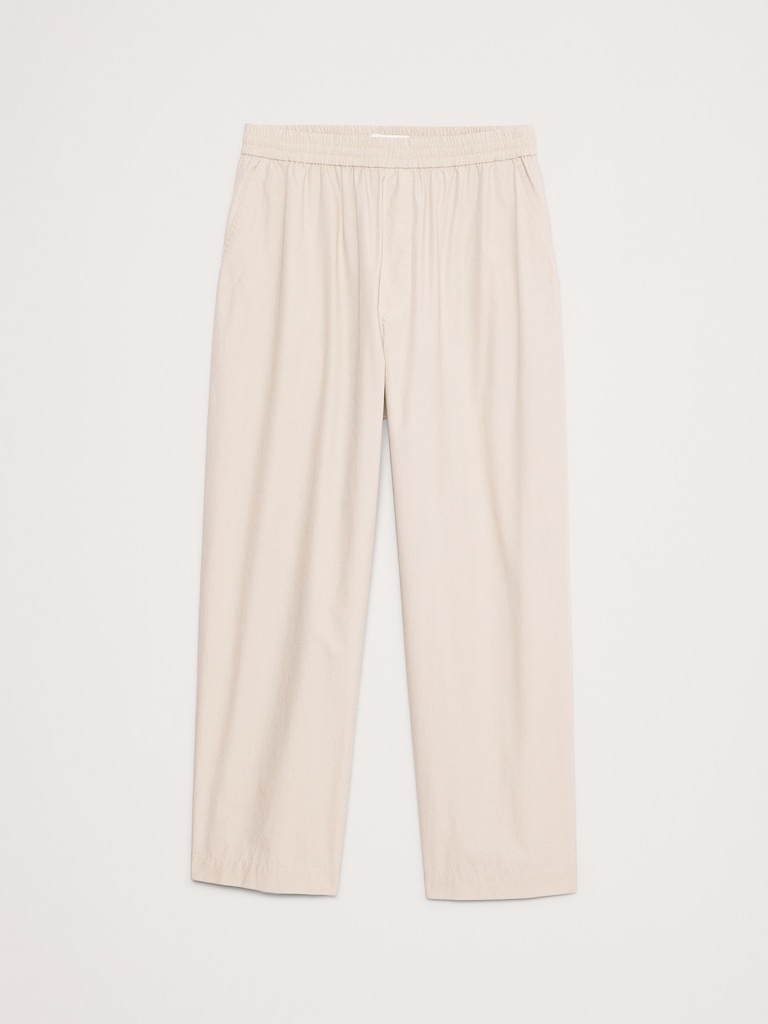 Loose Cotton Poplin Pull-On Cropped Pant