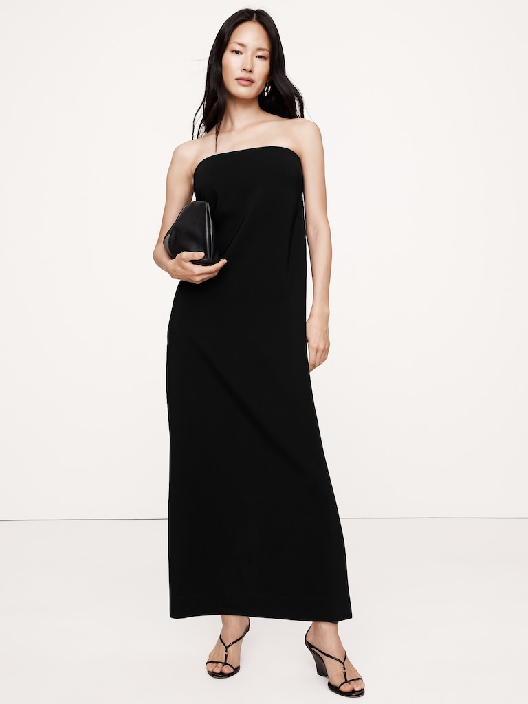 Stretch-Crepe Strapless Maxi Dress