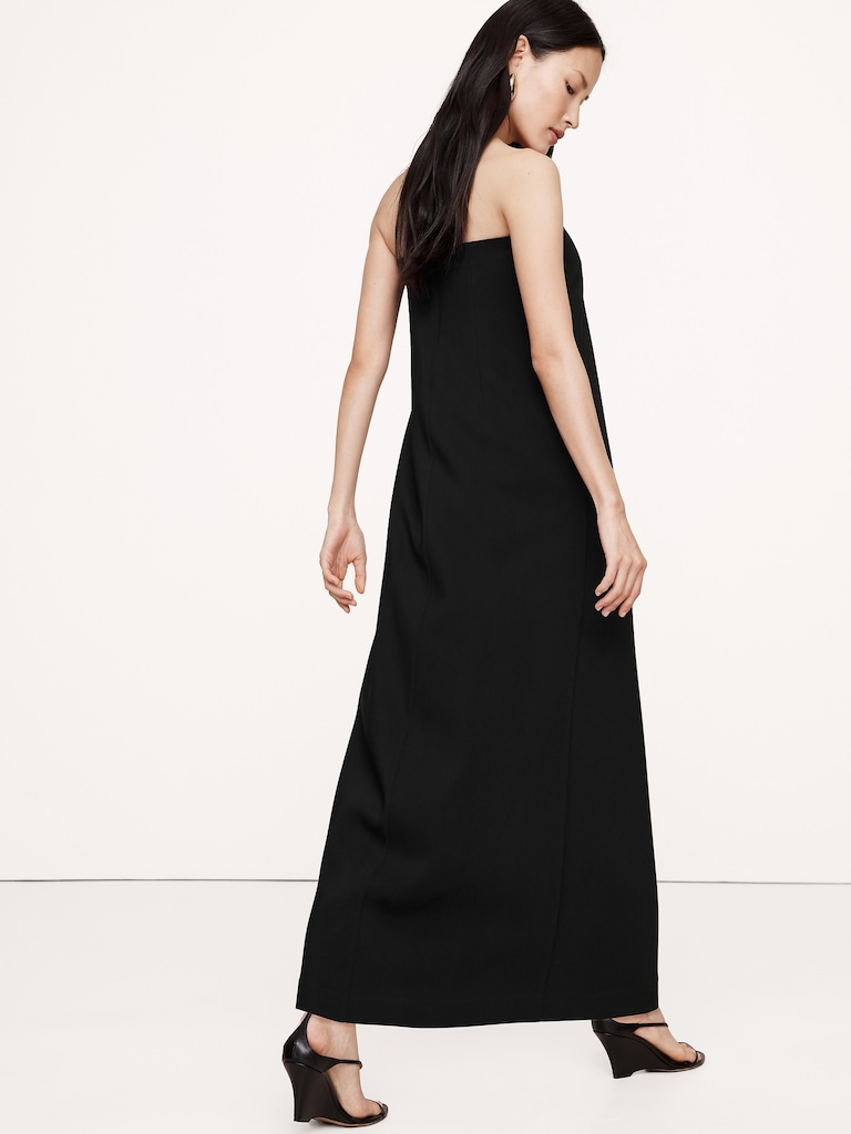 Stretch-Crepe Strapless Maxi Dress