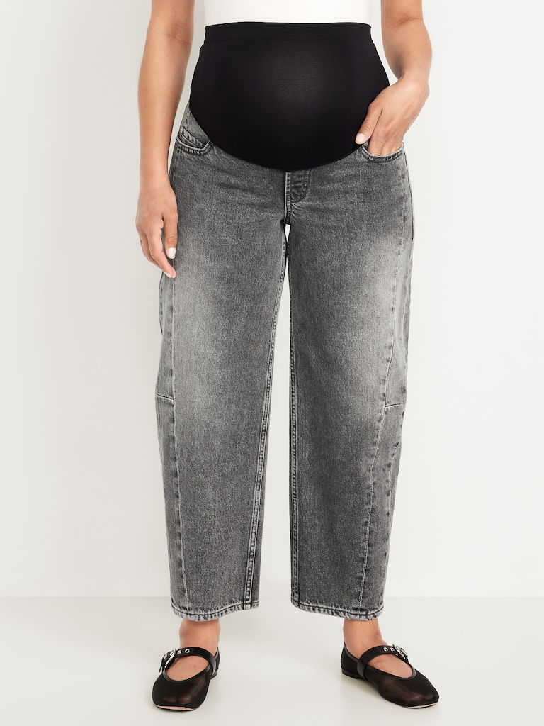 Maternity Full Panel Barrel Ankle Jeans