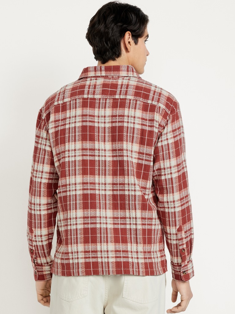 Loose Fit Plaid Pocket Shirt