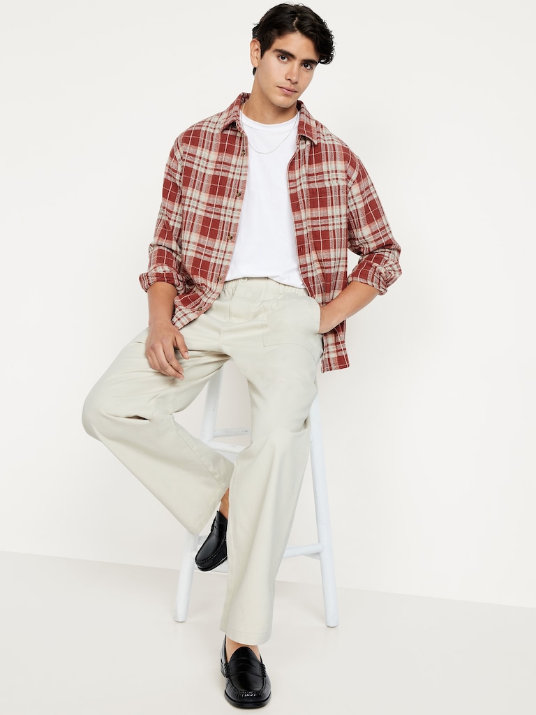 Loose Fit Plaid Pocket Shirt