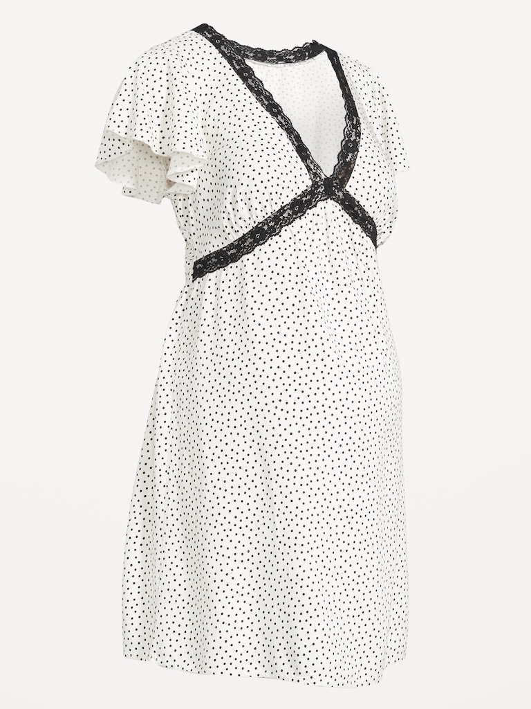 Maternity Crepe Lace-Trim Mini Dress