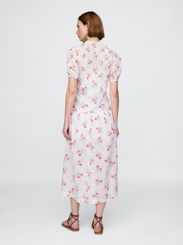 Gap × DÔEN Pintuck Floral Midi Dress