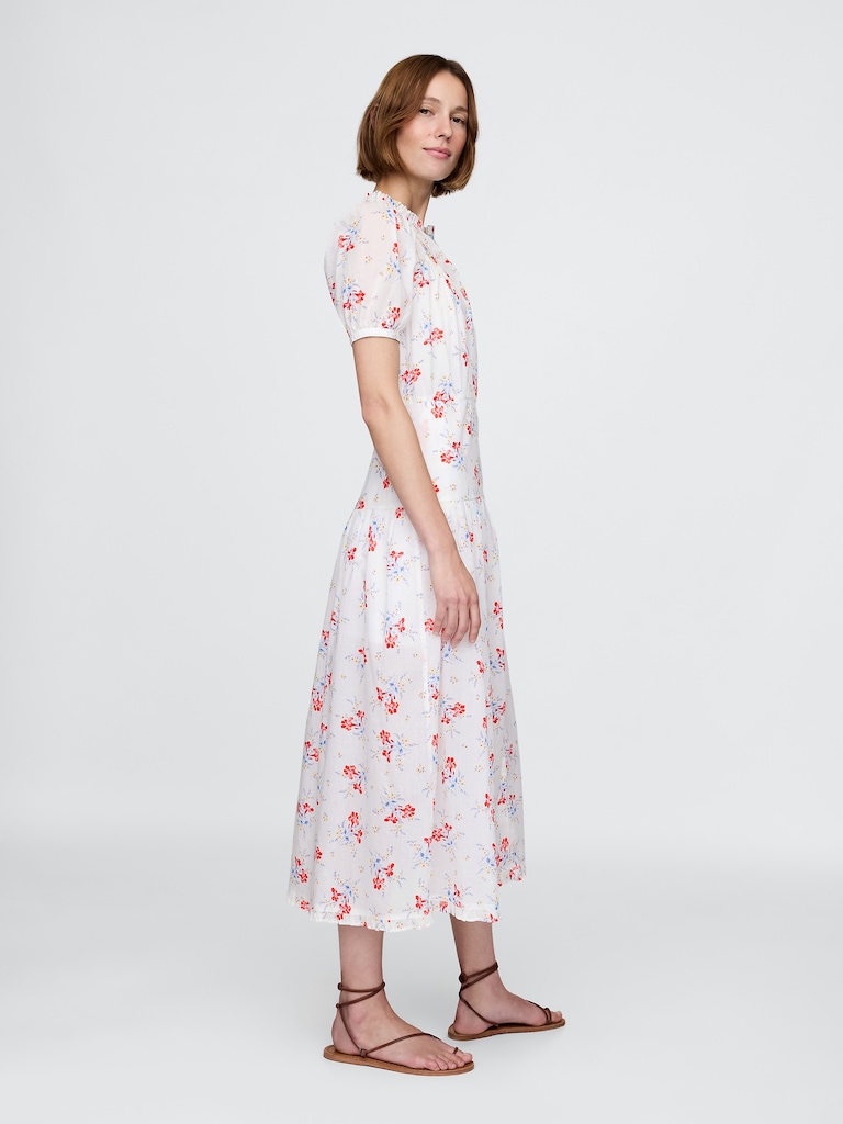 Gap × DÔEN Pintuck Floral Midi Dress