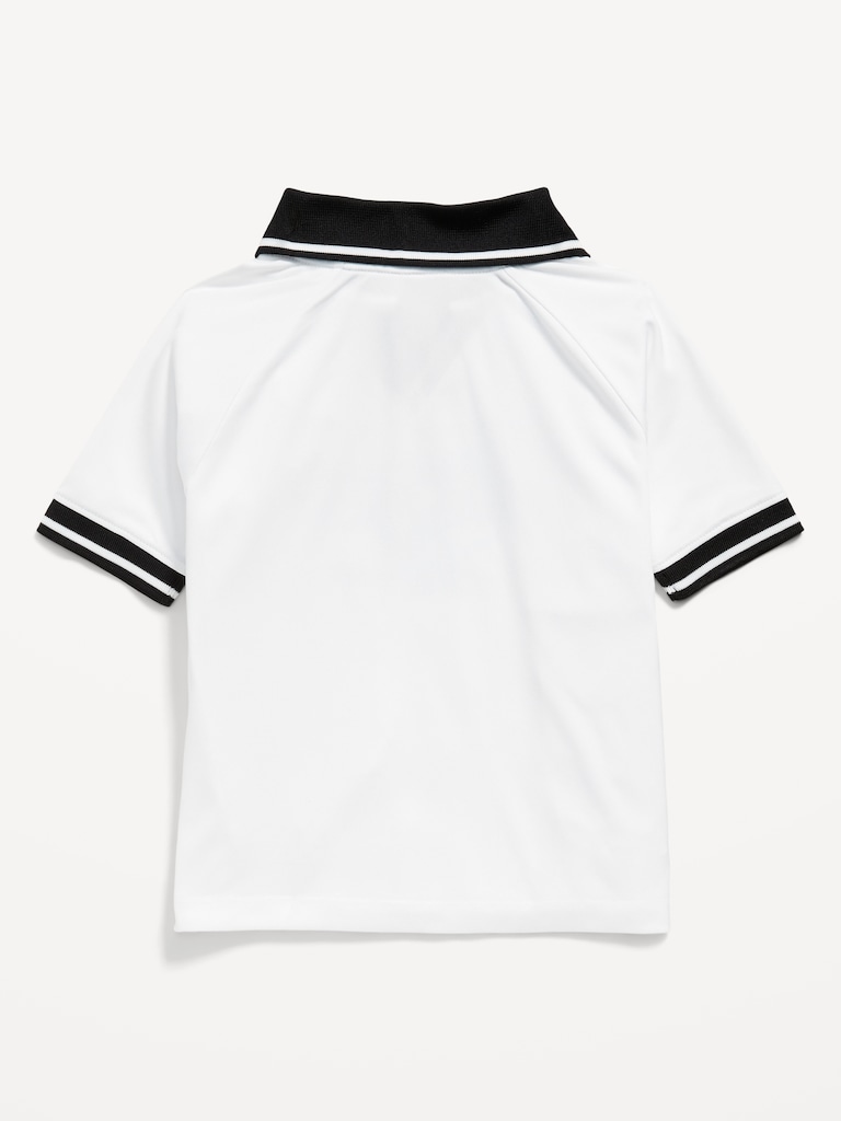 Oversized Collared Graphic Performance Top for Toddler Boys