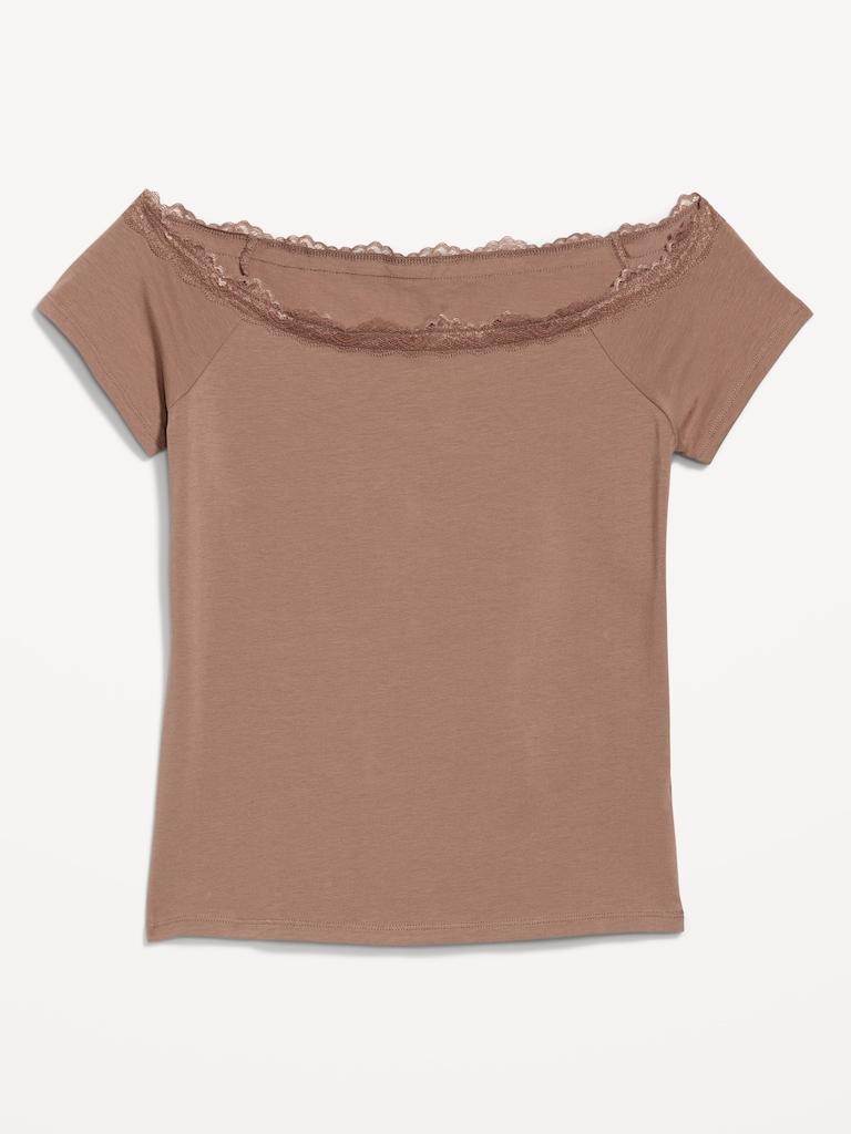 Off-Shoulder Lace-Trim Top