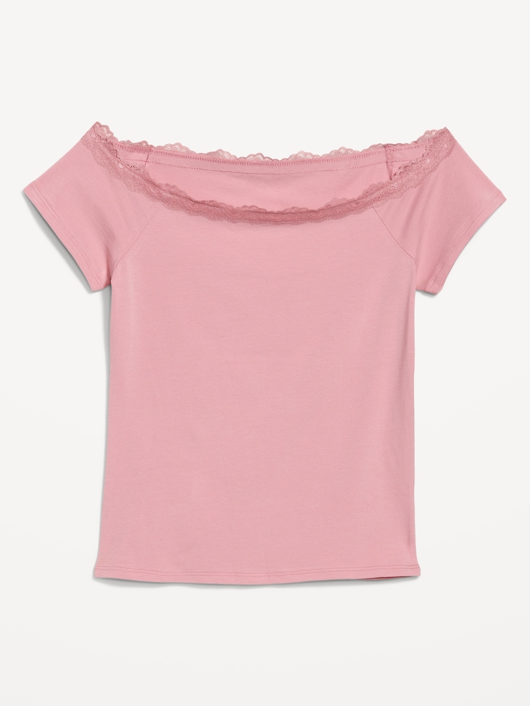 Off-Shoulder Lace-Trim Top