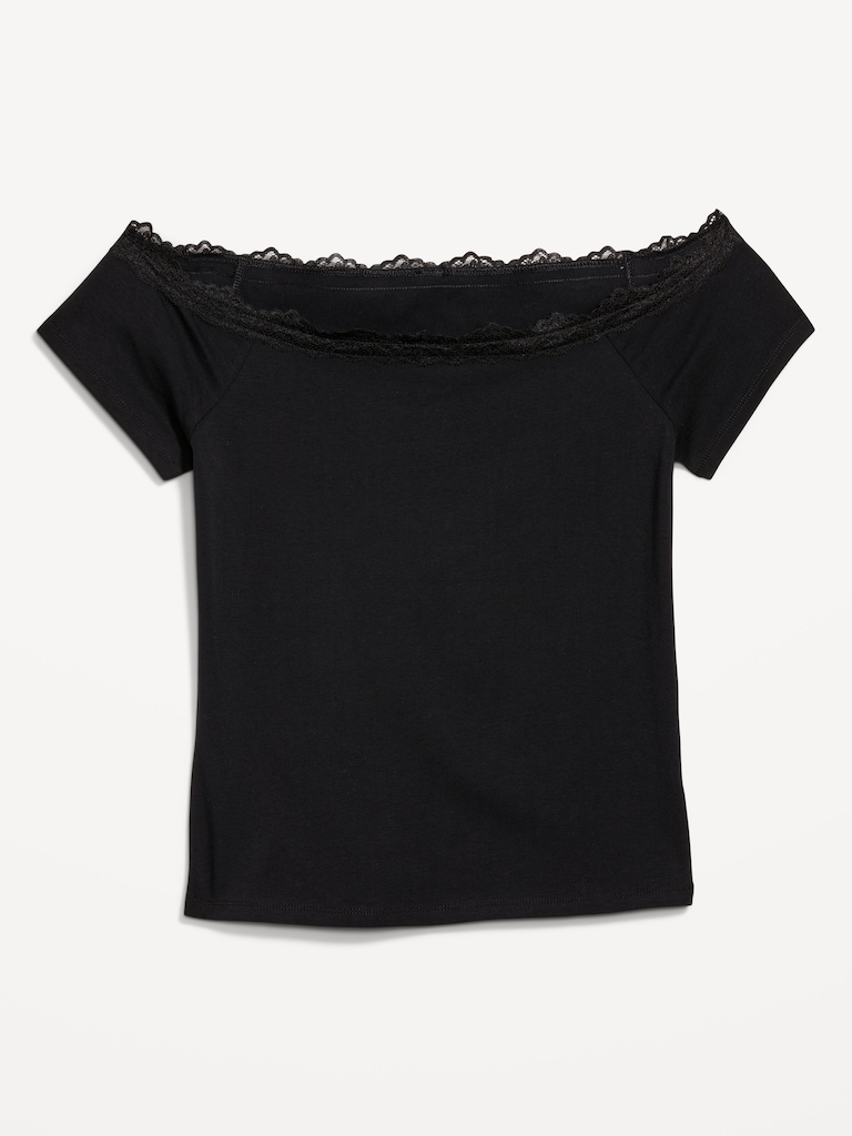 Off-Shoulder Lace-Trim Top
