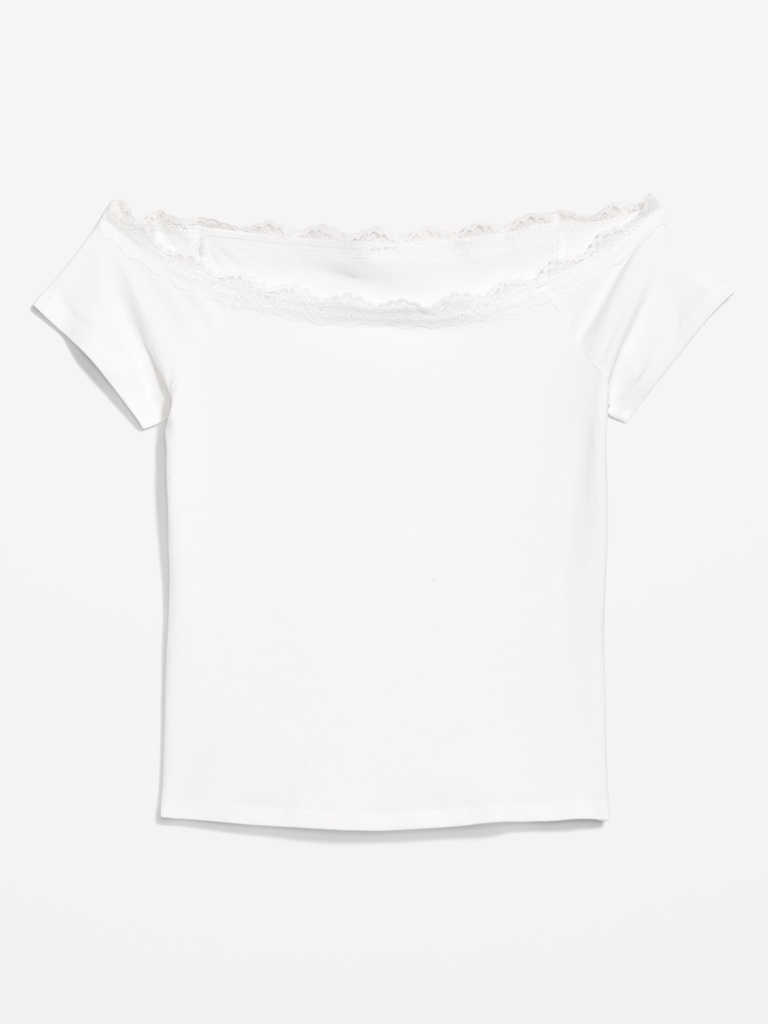 Off-Shoulder Lace-Trim Top