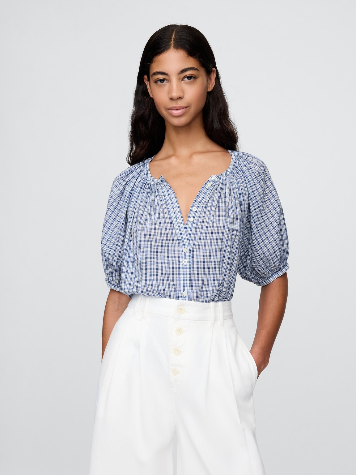 Gap × DÔEN Gingham Top