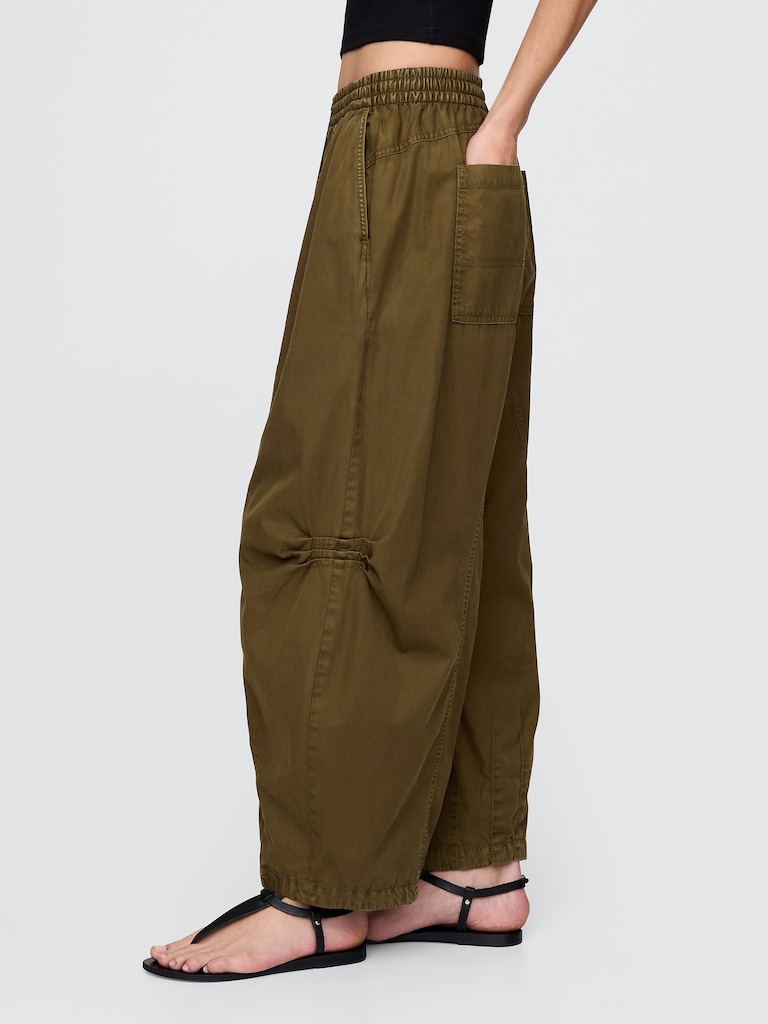Mid Rise Twill Barrel Pants