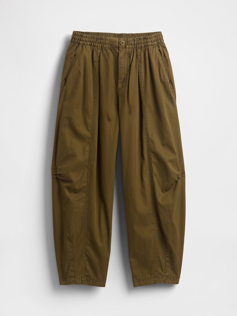 Mid Rise Twill Barrel Pants