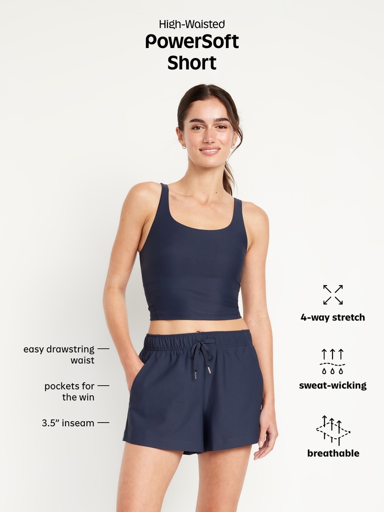 Short PowerSoft à taille haute, entrejambe de 9 cm