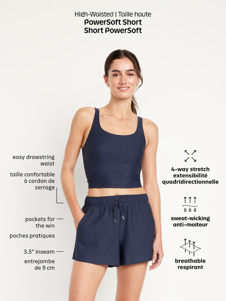 High-Waisted PowerSoft Shorts -- 3.5-inch inseam
