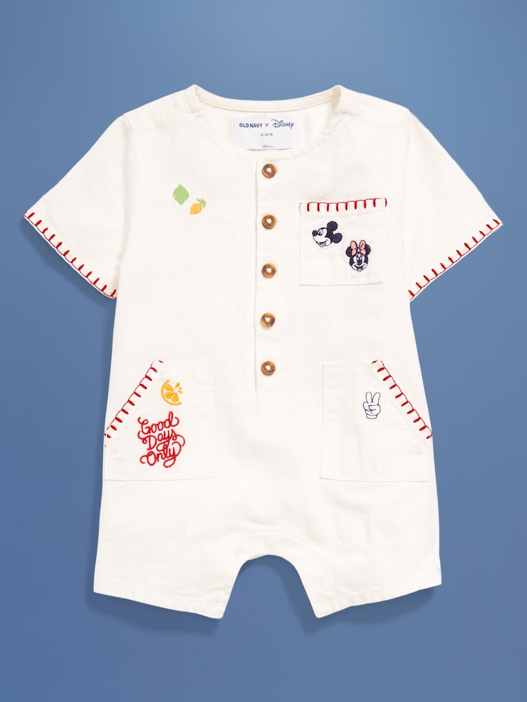 Old Navy x Disney© Embroidered Linen-Blend One-Piece Romper for Baby
