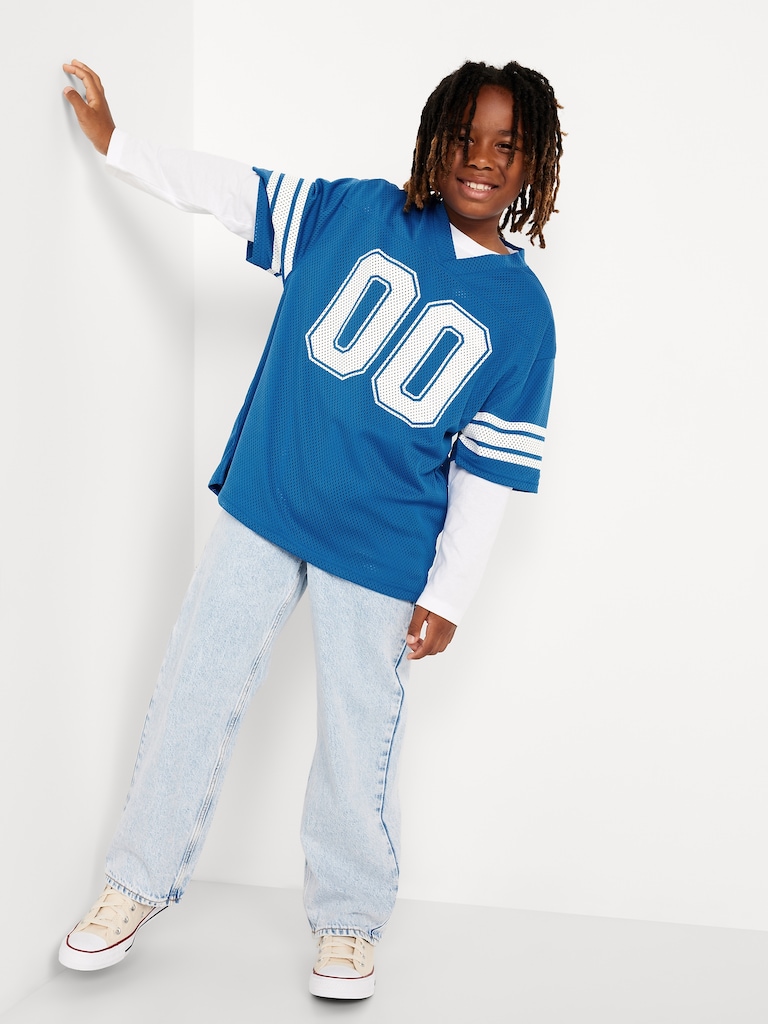 Oversized Boxy Mesh Graphic T-Shirt for Boys