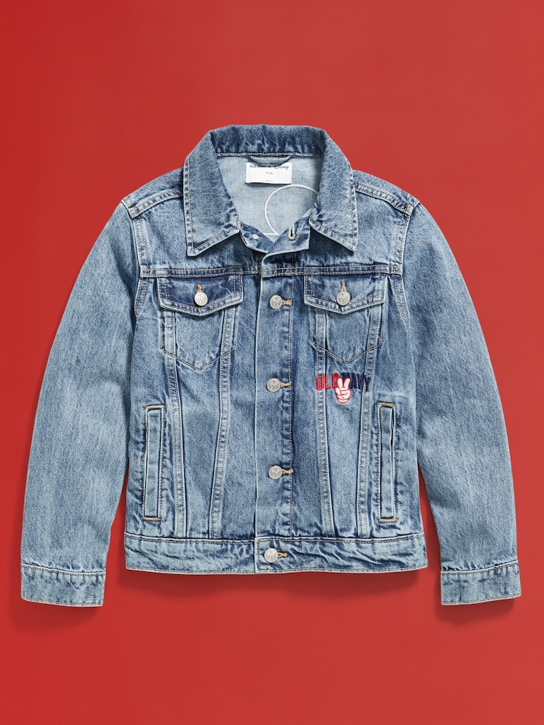Old Navy x Disney© Mickey Mouse Gender-Neutral Logo-Graphic Jean Trucker Jacket for Kids
