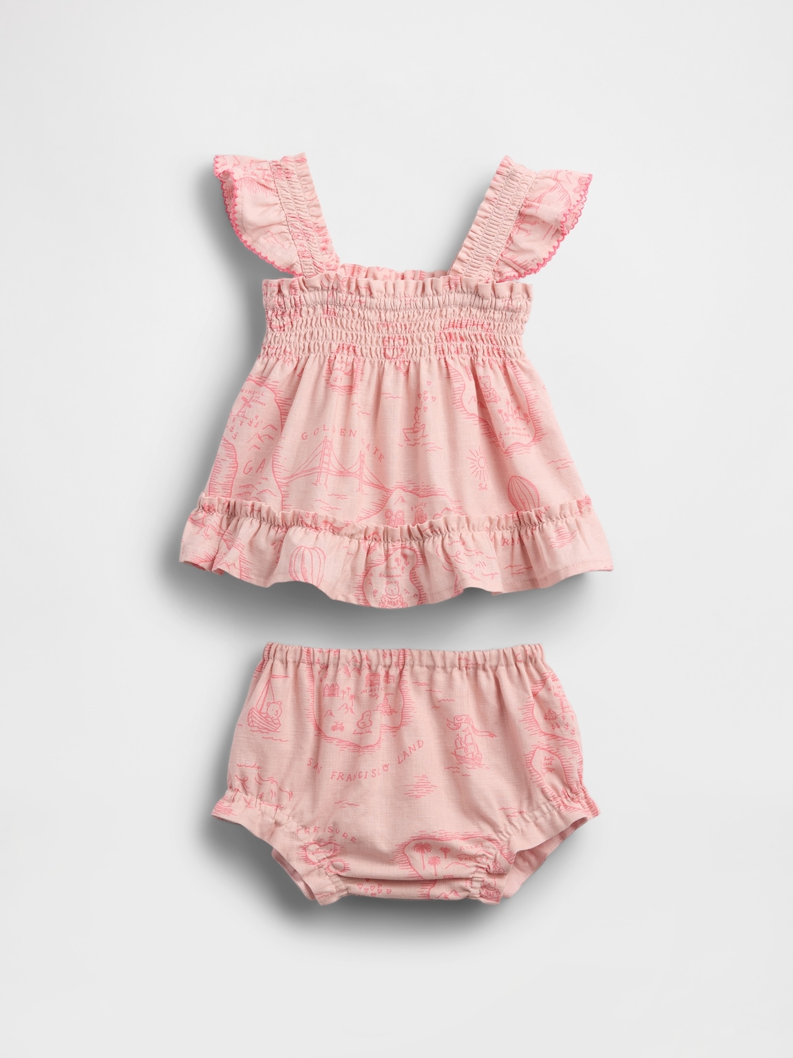 Baby Linen-Cotton Toile Outfit Set