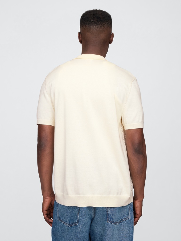 Mixed-Stitch Crochet Vacay Shirt in Standard Fit