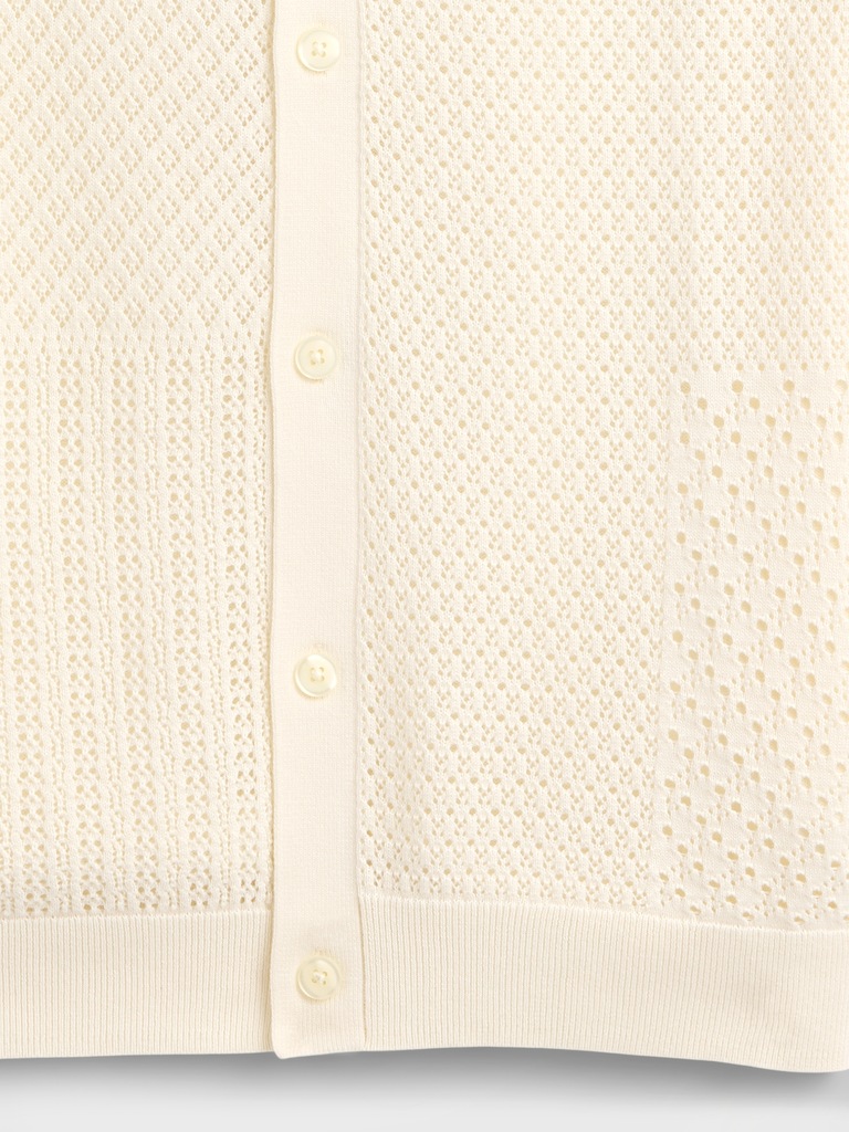 Mixed-Stitch Crochet Vacay Shirt in Standard Fit