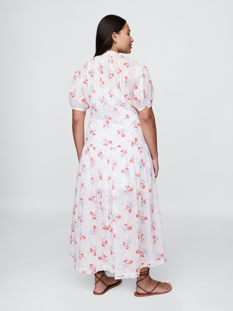Gap × DÔEN Pintuck Floral Midi Dress