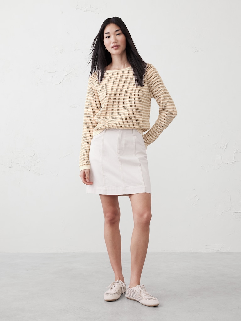 Open Stitch Striped Sweater