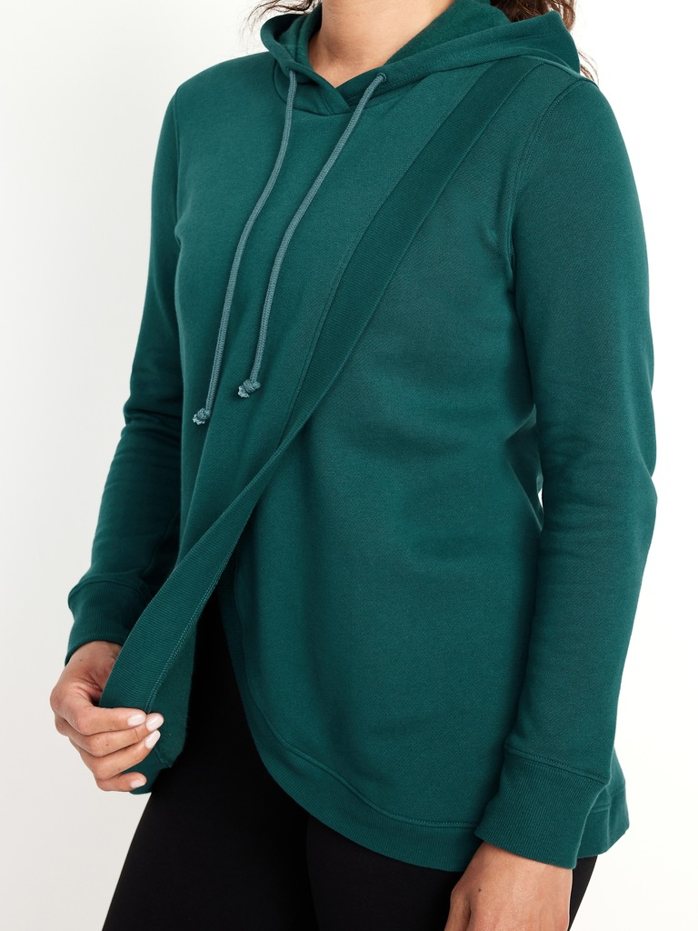 Maternity Cross-Front Nursing Pullover Hoodie
