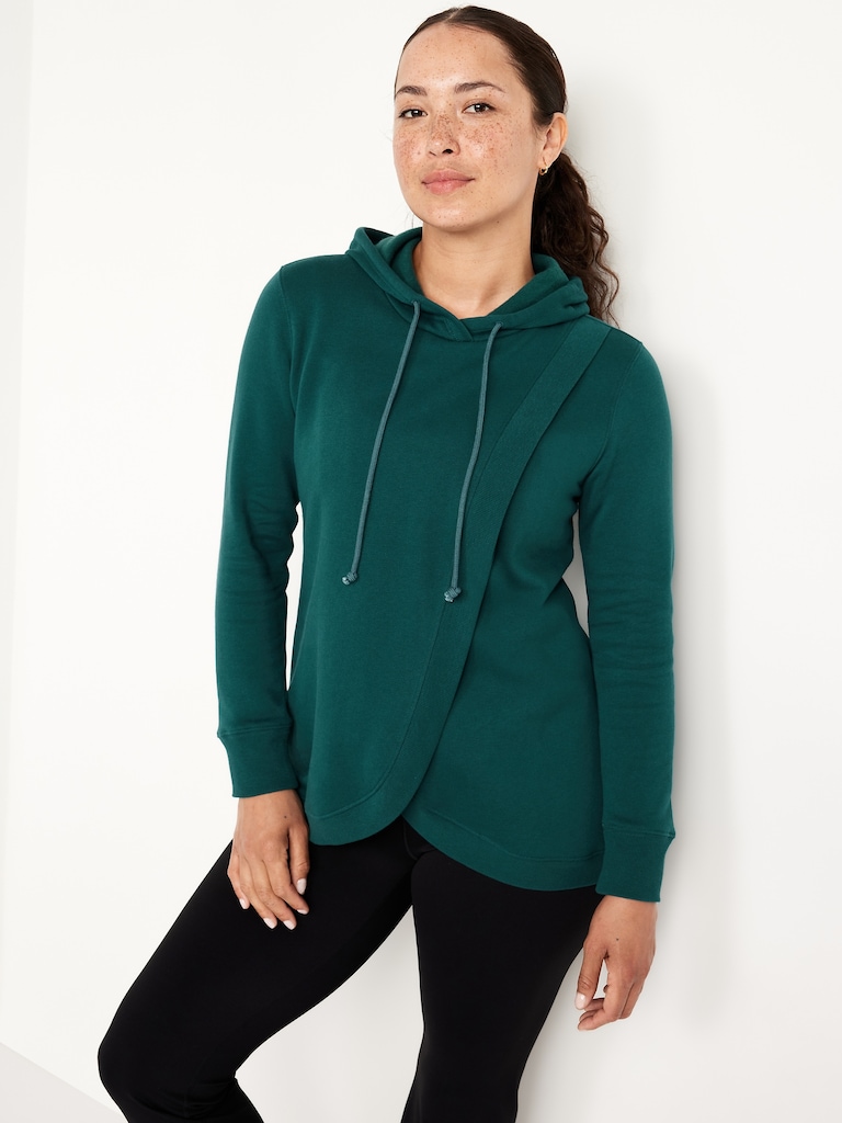 Maternity Cross-Front Nursing Pullover Hoodie