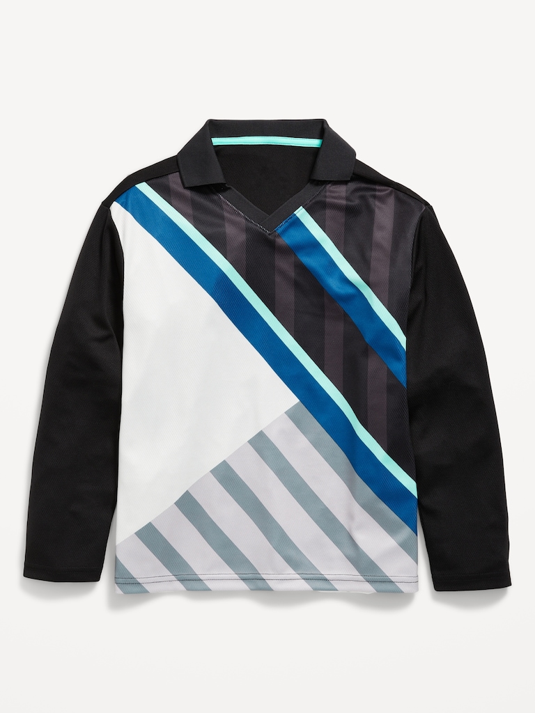 Oversized Long-Sleeve Collared Soccer Top for Boys