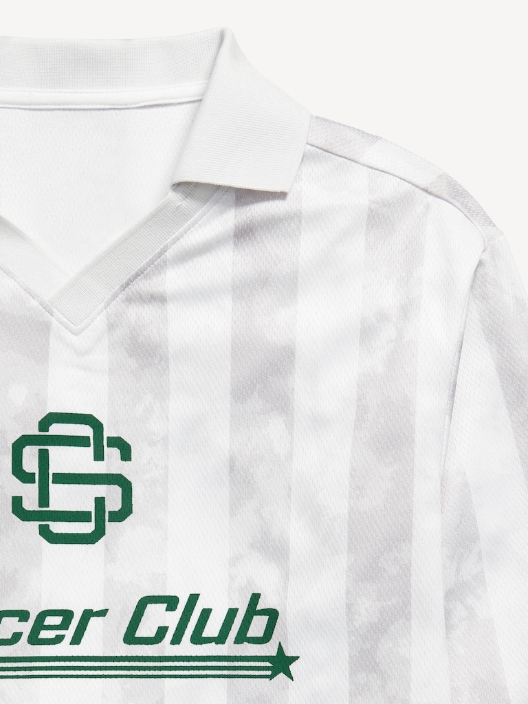 Oversized Long-Sleeve Collared Soccer Top for Boys