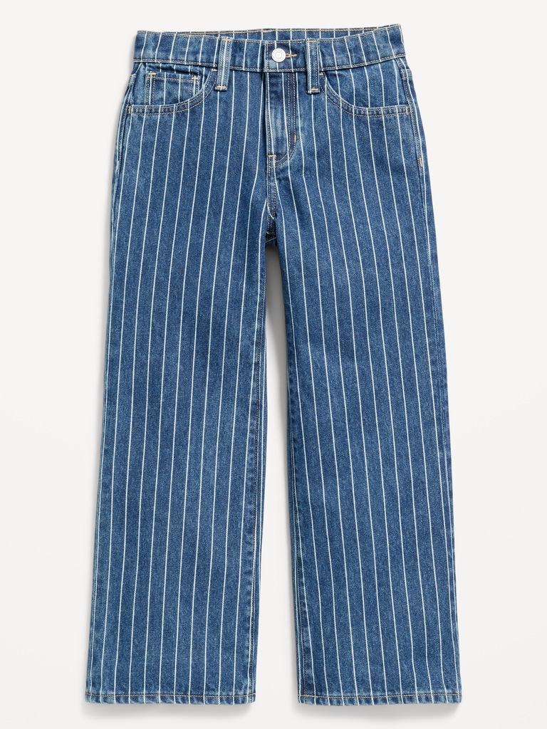 Printed High-Waisted Baggy Wide-Leg Jeans for Girls