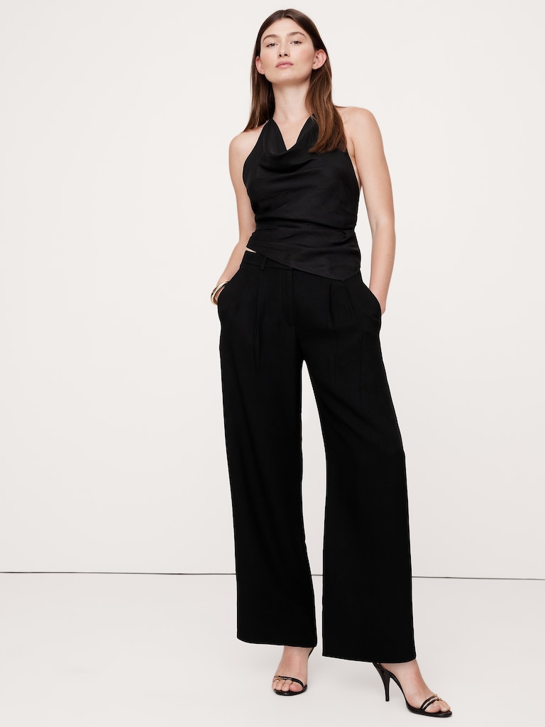 The Soho Pleated Wide-Leg Pant in Drapey Twill