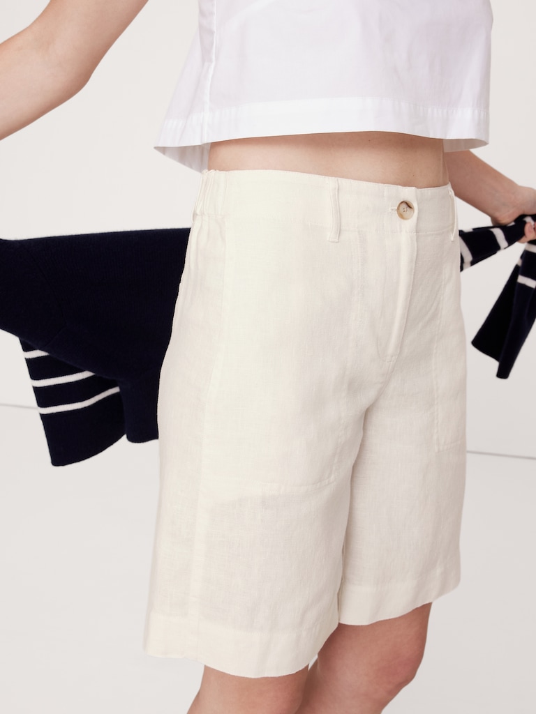 High-Rise Linen Bermuda Short