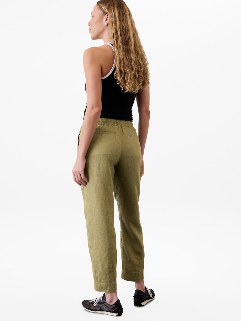 Retreat High Rise Linen Ankle Pant