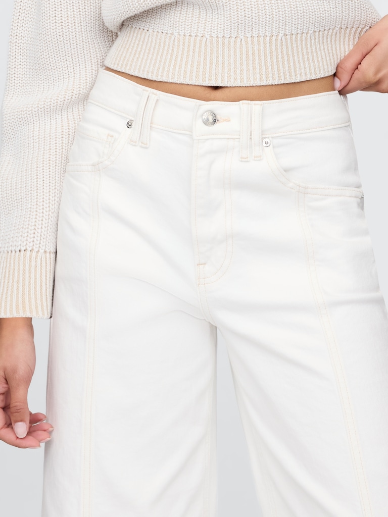 High Rise Stride Wide-Leg Ankle Jeans