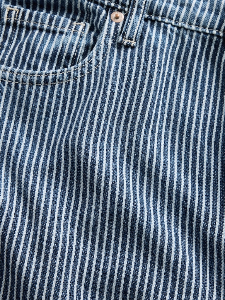 Mid Rise UltraSoft Denim Stripe Baggy Jeans