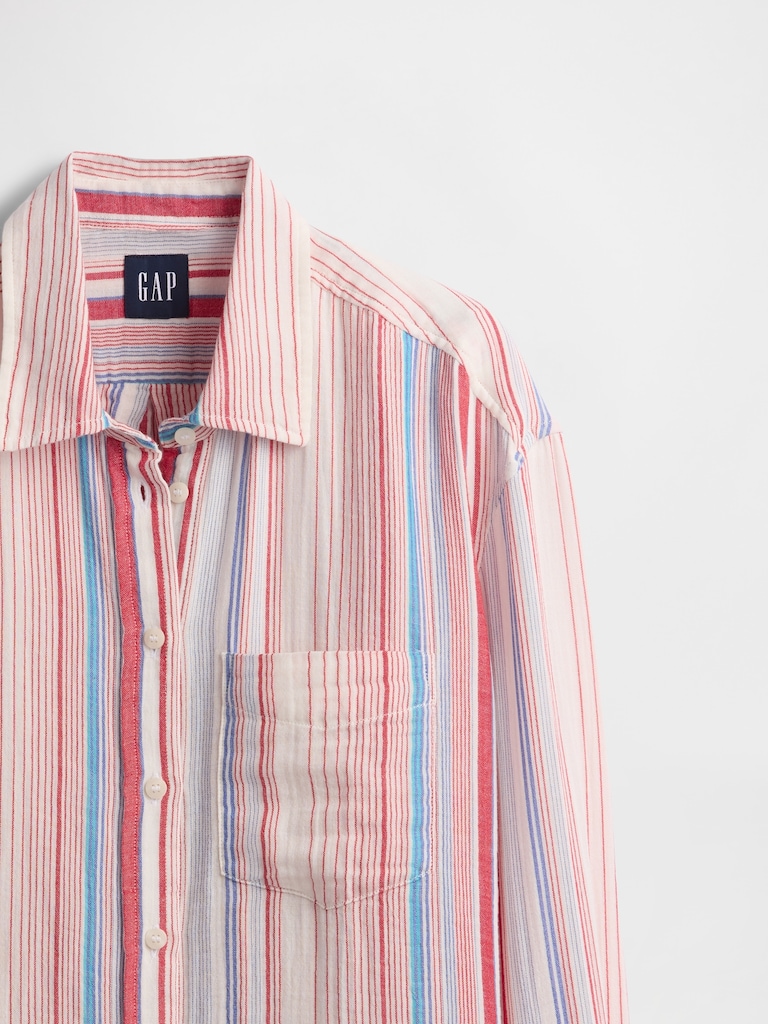 Cotton Gauze Button-Down Shirt